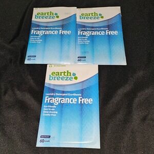 Earth Breeze 3 Packs‎ Fragrance Free Eco Friendly Laundry Detergent 180 Sheets